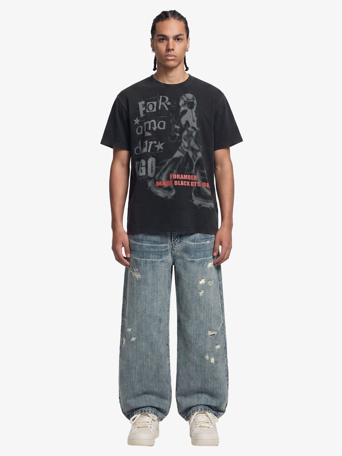 Cyber Portrait Graphic Oversized T-Shirt 