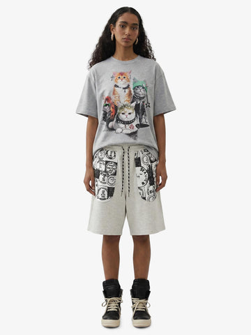 Stamp Print Patch Pocket Knit Shorts 
