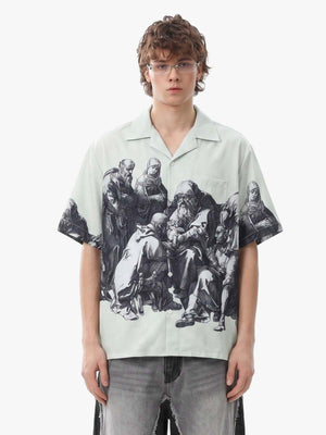 Renaissance Sketch Art Cuban Shirt 