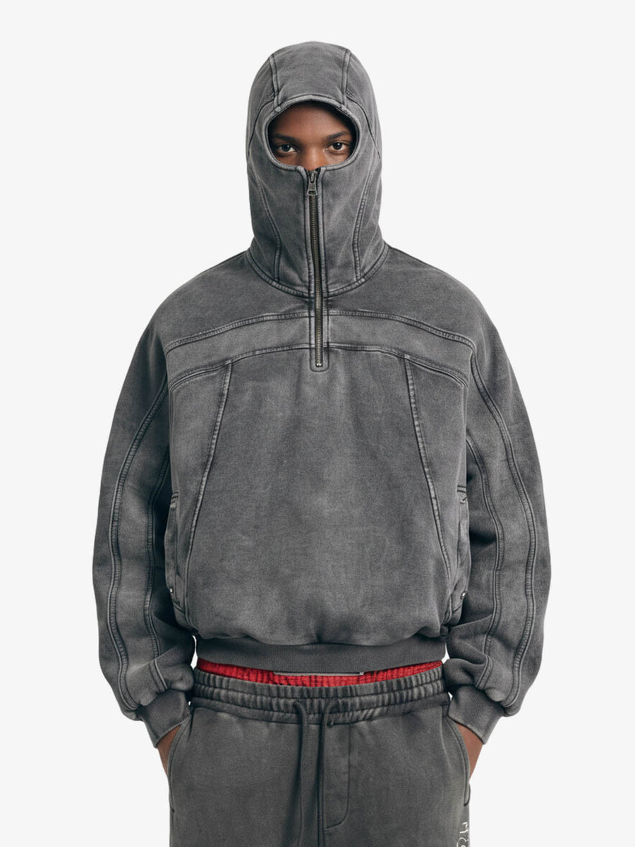 Fleece Retro Zipper Eye-Hood Design Hooded Jacket - 2489 