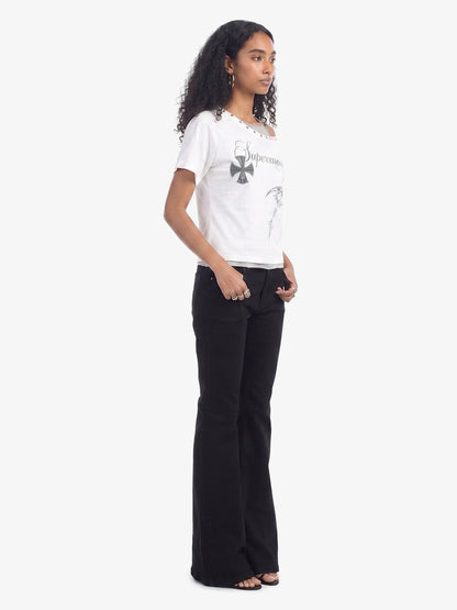 Gothic-Layered Grommet Strap T-Shirt 