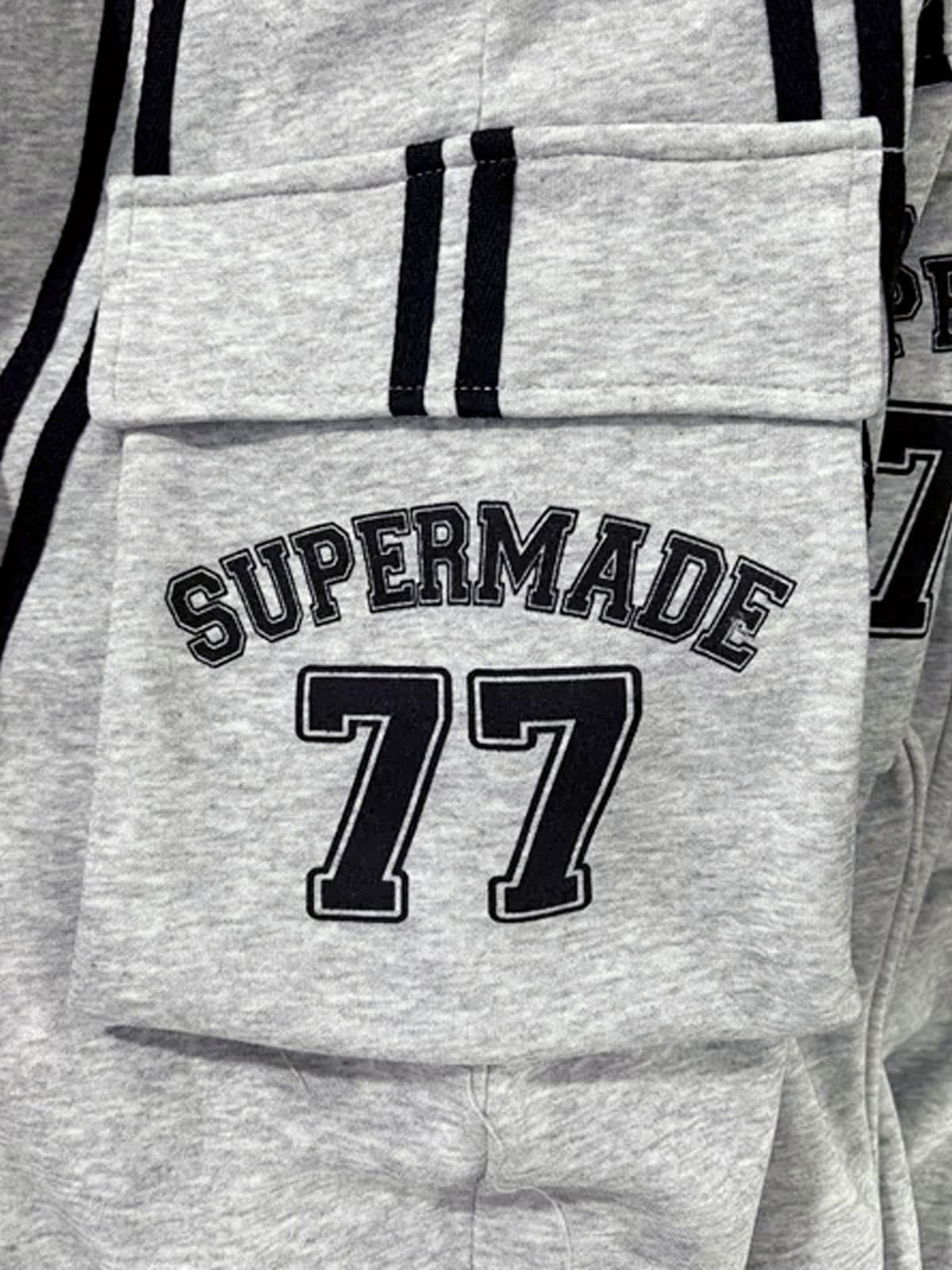 Cotton Web Stitching Letter Print Drawstring Barrel Pants 