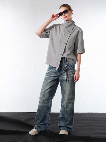 Chemise boutonnée à motif quadrillé texturé