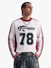 Jersey Digital Print Colorblock Long-Sleeved T-Shirt 