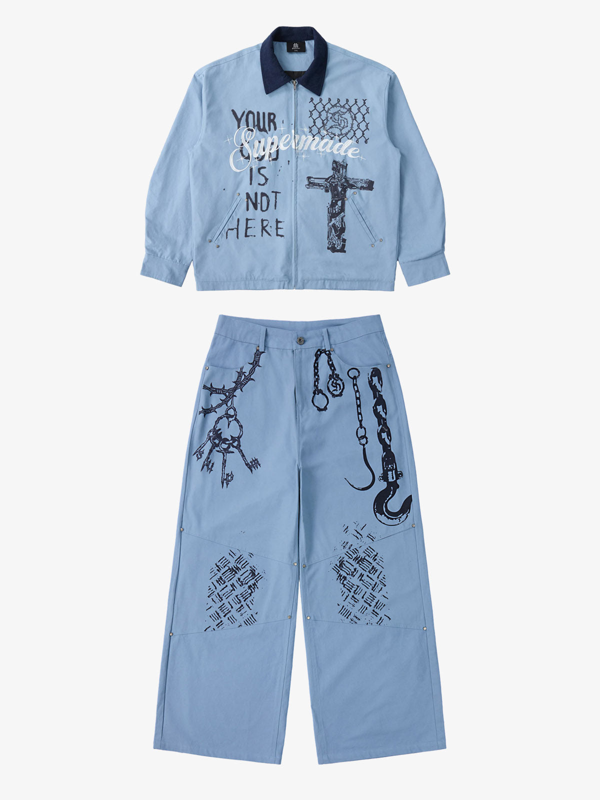 Supermade Retro Slogan Embroidered Canvas Set 