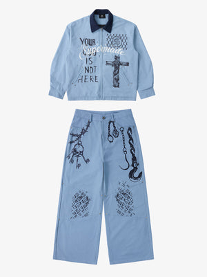 Supermade Retro Slogan Embroidered Canvas Set 