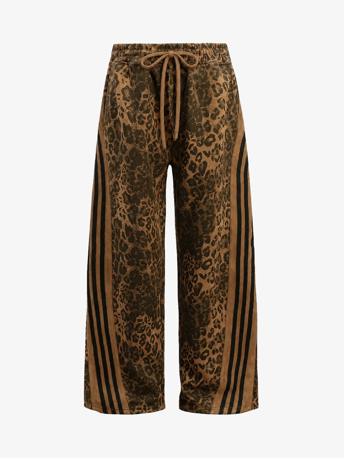French Terry Cheetah Print Suede Tracksuit - 2277