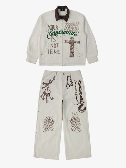 Supermade Retro Slogan Embroidered Canvas Set 