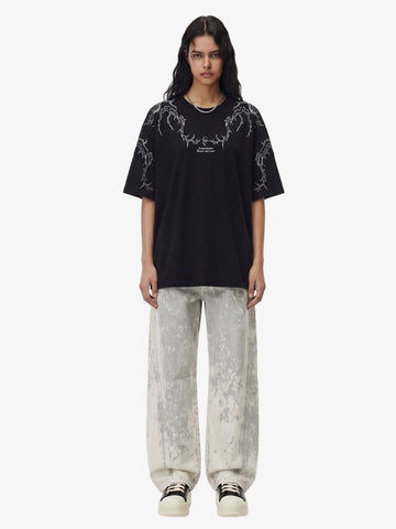 Thorn Embroidery Suede T-Shirt 