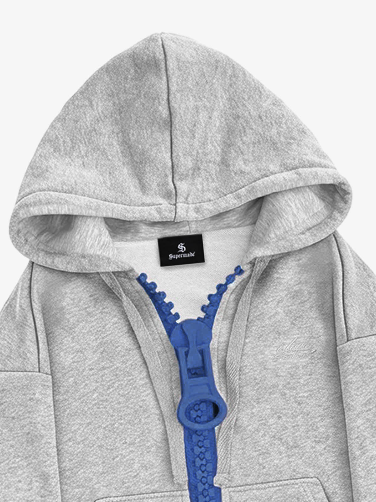 Chunky Zip Boxy Fit Zip-Up Hoodie; Gray / S, Gray / M, Gray / L, Gray / XL, Gray / XXL