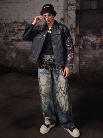 Jeans desgastados con impresión 3D