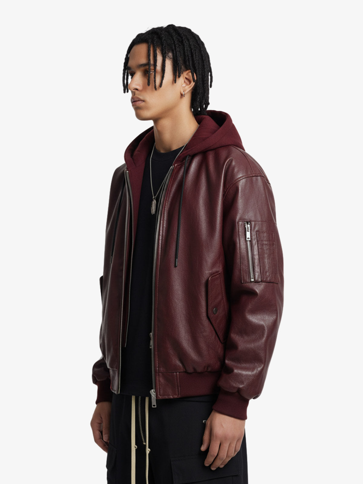 Retro Distressed Washed PU Leather Cotton Jacket 