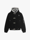 Streetwear Metal Clip Faux Fur Hooded Suede Bomber Jacket - 2597