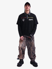 Motorcycle Style Lapel Polo Long Sleeve T-Shirt 
