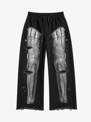 Armor Graphic Distressed Hoodie & Wide-Leg Sweatpants Set
