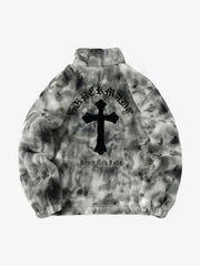 Heavy-Duty Faux Lambswool Tie-Dye Urban Jacket - 1558 