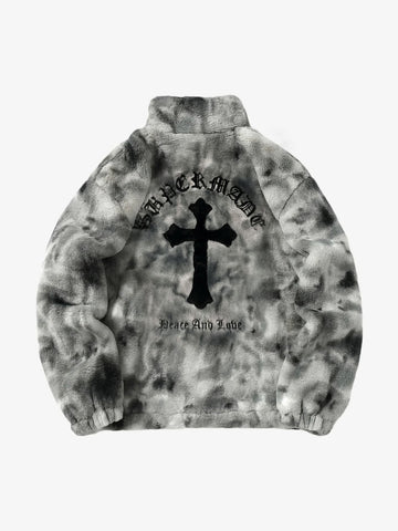 Heavy-Duty Faux Lambswool Tie-Dye Urban Jacket - 1558 