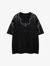 Thorn Embroidery Suede T-Shirt 