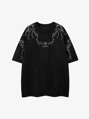 Thorn Embroidery Suede T-Shirt 