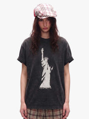 Statue of Liberty Print and Star Details T-Shirt 