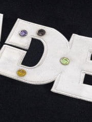 Street Retro MOOD Patch Embroidered Rivet T-shirt - 2440 