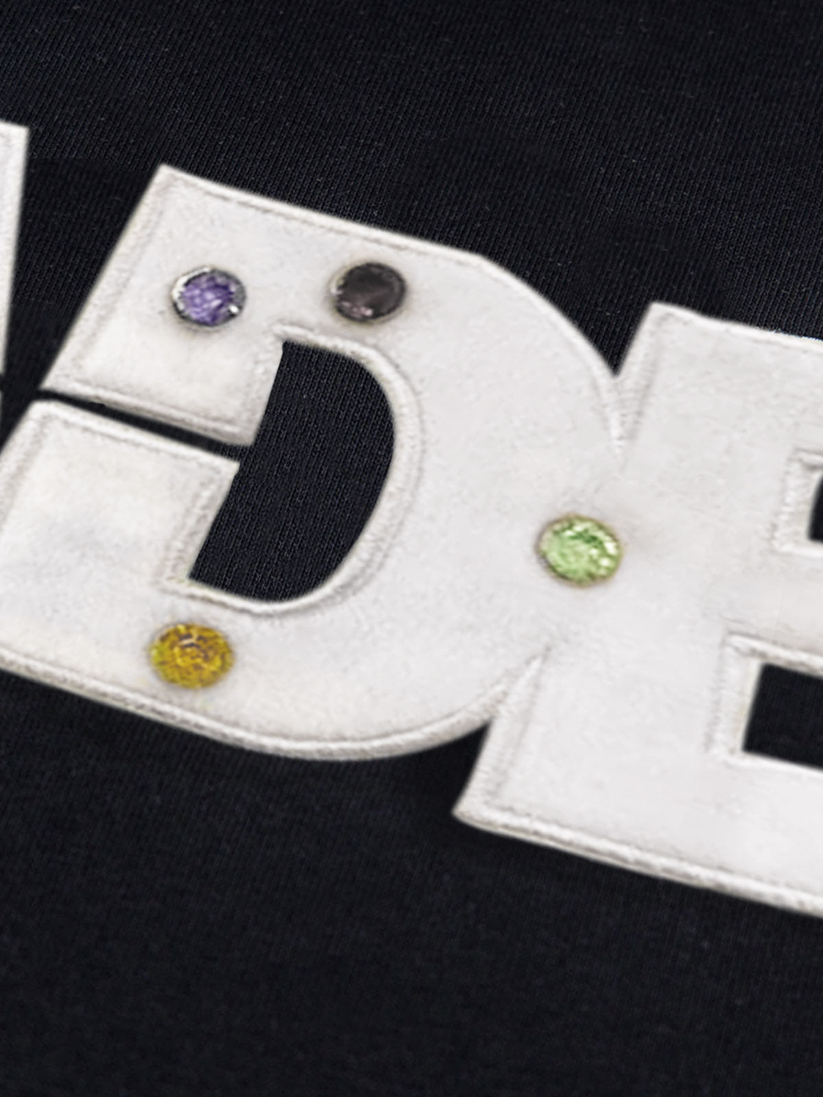 Street Retro MOOD Patch Embroidered Rivet T-shirt - 2440 