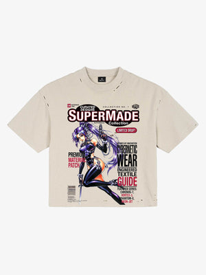 Camiseta holgada desgastada con estampado de videojuegos Y2K