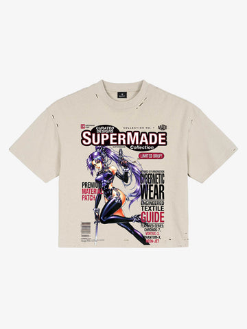 Camiseta holgada desgastada con estampado de videojuegos Y2K