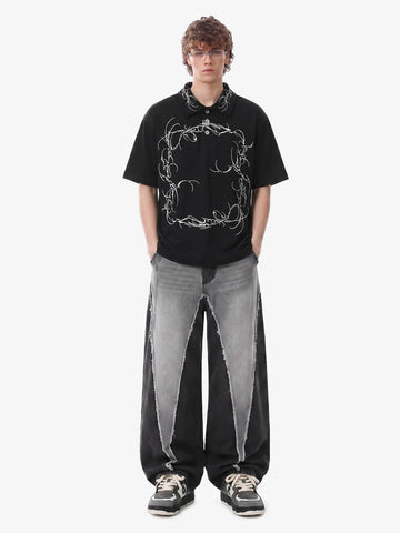 Thorn-Wreath Graphic Polo Shirt 
