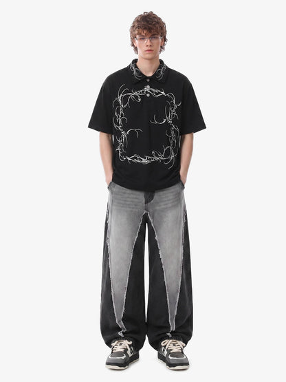 Thorn-Wreath Graphic Polo Shirt 