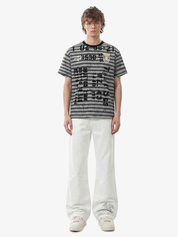 Grunge Striped Distressed Graphic T-Shirt 