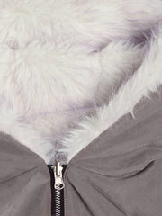 Oversized Reversible Fur Hooded Jacket - 2544 
