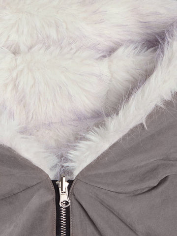 Oversized Reversible Fur Hooded Jacket - 2544 
