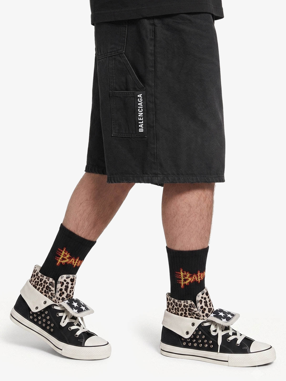 Zebra Studded Double-Layer Canvas Sneakers