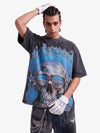 T-shirt en jersey à imprimé graffiti tête de mort rétro style streetwear