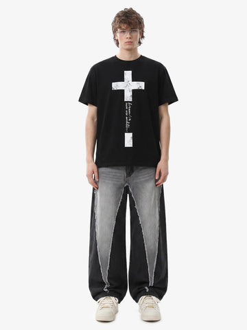 Distressed Cross Graphic T-Shirt 