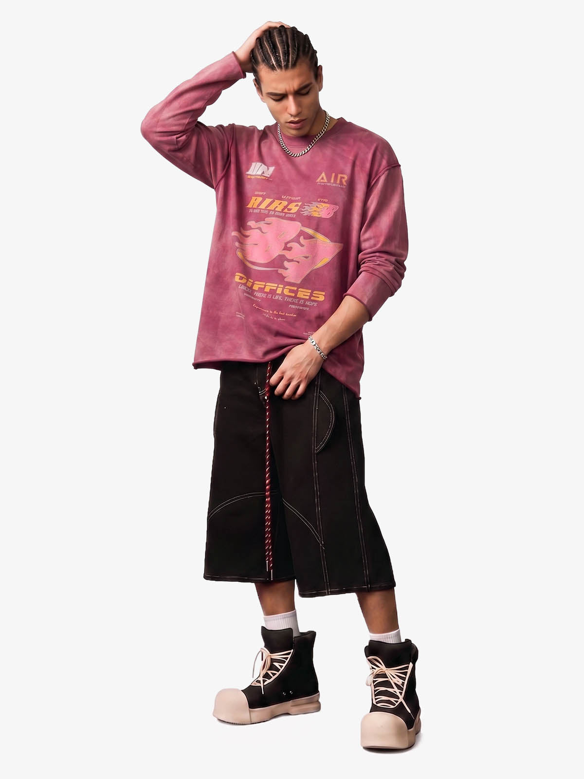 Thesupermade Washed Edge Long Sleeve T-Shirt 