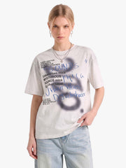Washed Graffiti Text Print Spray Effect T-Shirt - 2614 
