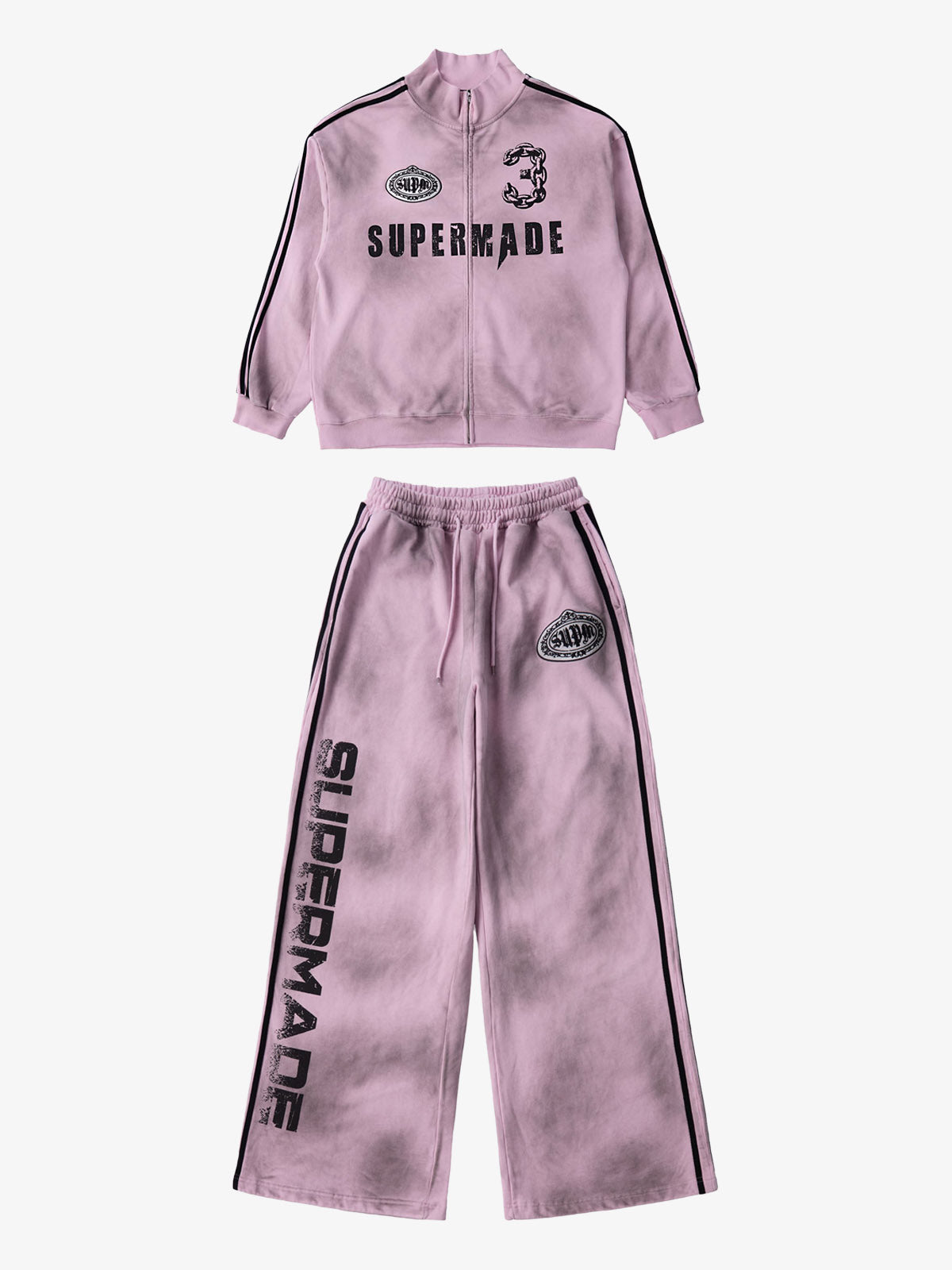 Supermade Vintage Distressed NO.3 Stand Collar Tracksuit - 2591 