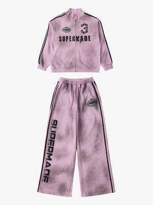 Supermade Vintage Distressed NO.3 Stand Collar Tracksuit - 2591 