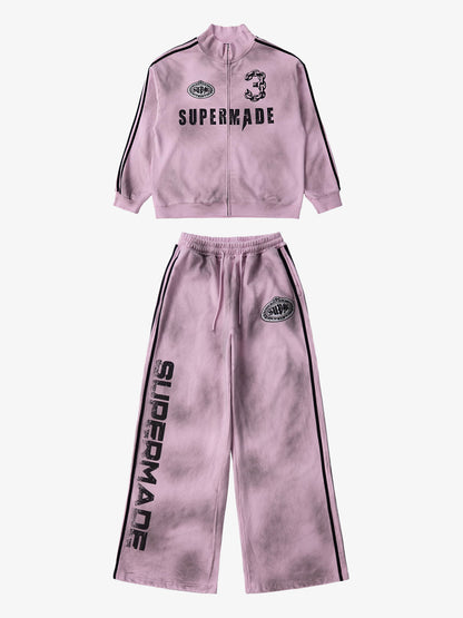 Supermade Vintage Distressed NO.3 Stand Collar Tracksuit - 2591 