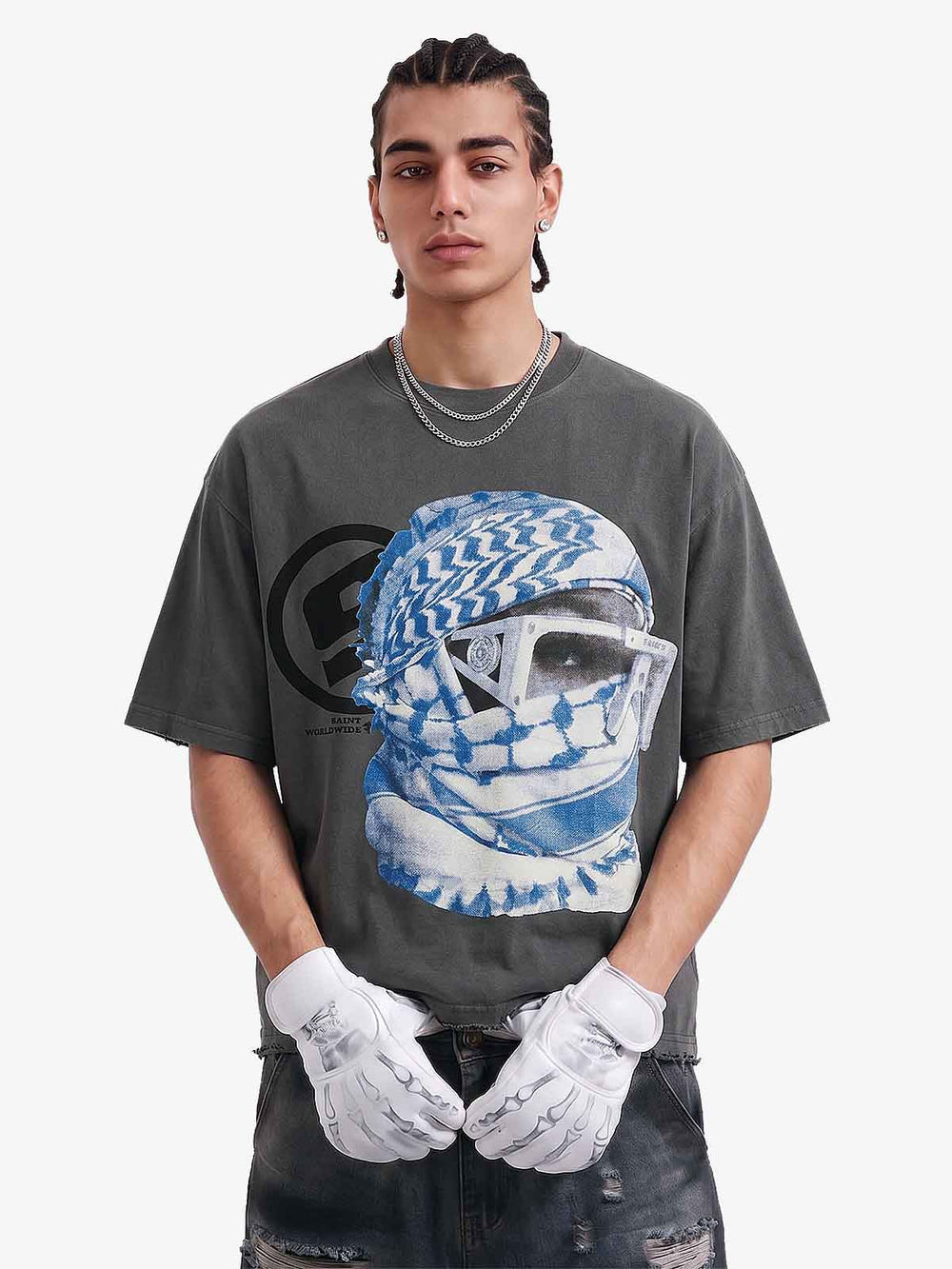 Masked Portrait Graphic T-Shirt 