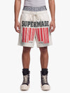 Double Waistband Barcode Graphic Shorts 