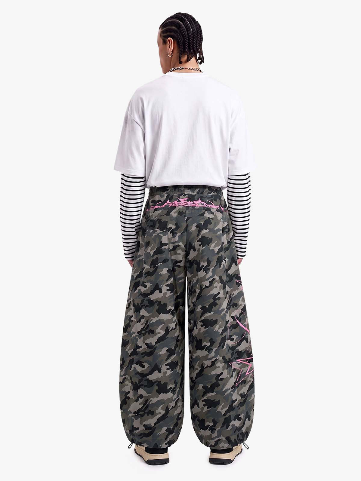 Y2K Camo Pink Print Barrel Sweatpants 