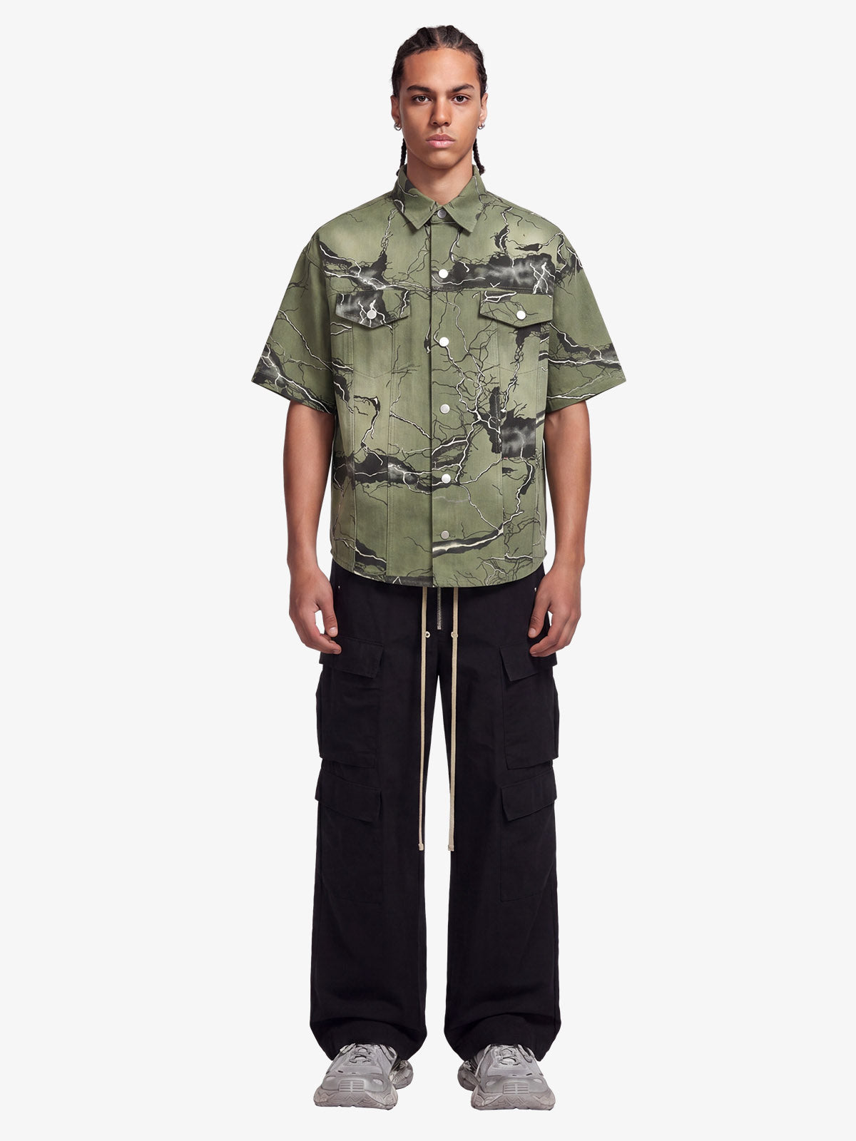 Lightning Storm Print Short Sleeve Shirt 