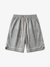 Retro Letter-Stamped Suede Drawstring Shorts