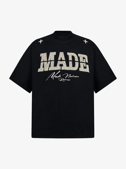 Vintage Patchwork Embroidered Letter T-Shirt 