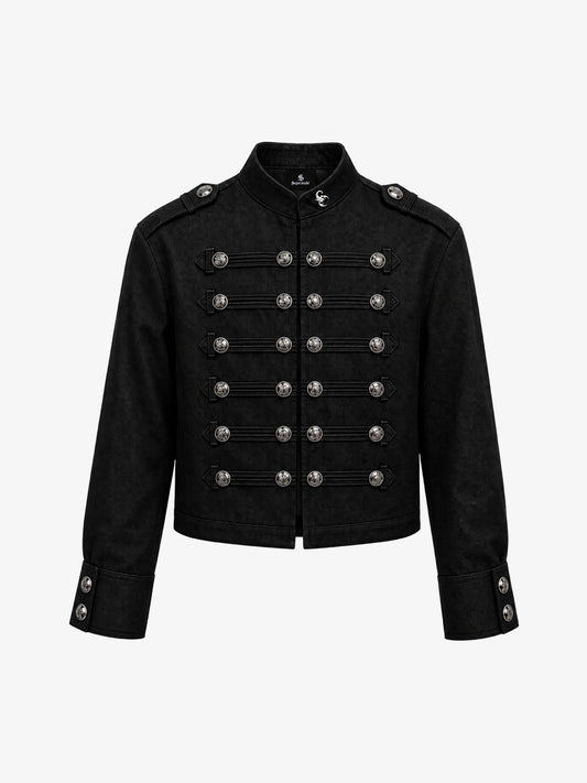 Chaqueta vaquera militar vintage con botones plateados