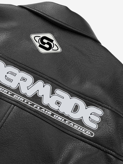 Faux Leather Vintage Street Black Air Jacket - 1821 