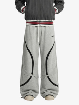 Retro Contrast Panel Drawstring Sweatpants 